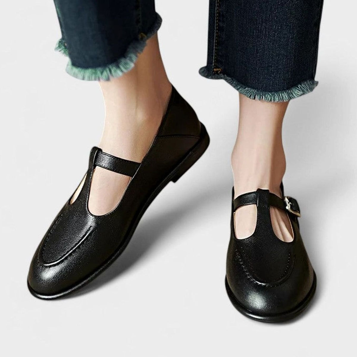 Women's T-Bar Buckle Flat Mary Jane Shoes