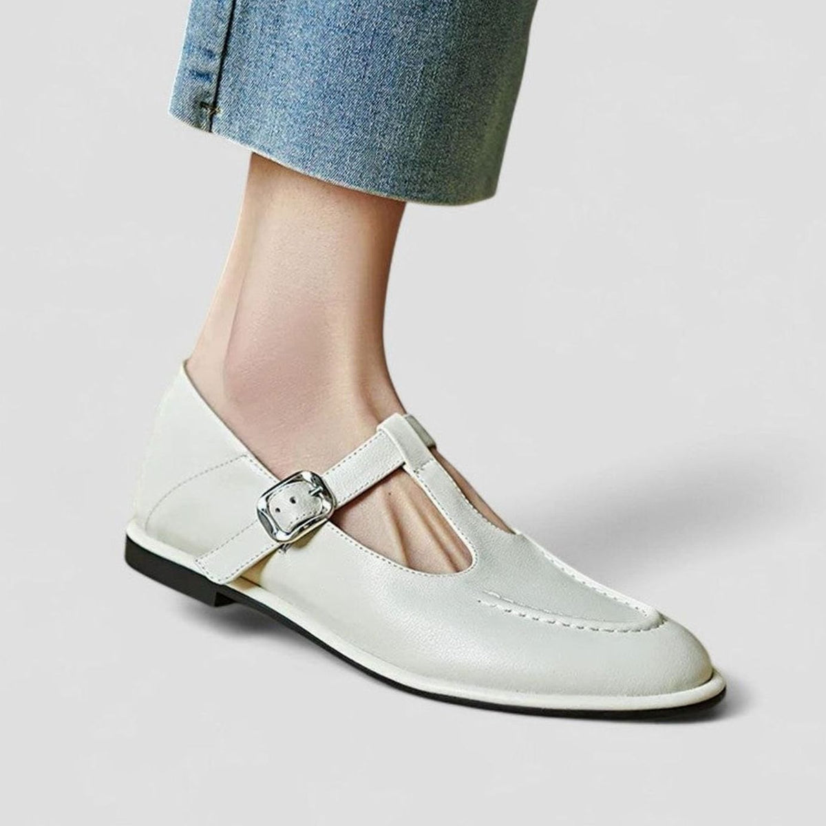 Women's T-Bar Buckle Flat Mary Jane Shoes