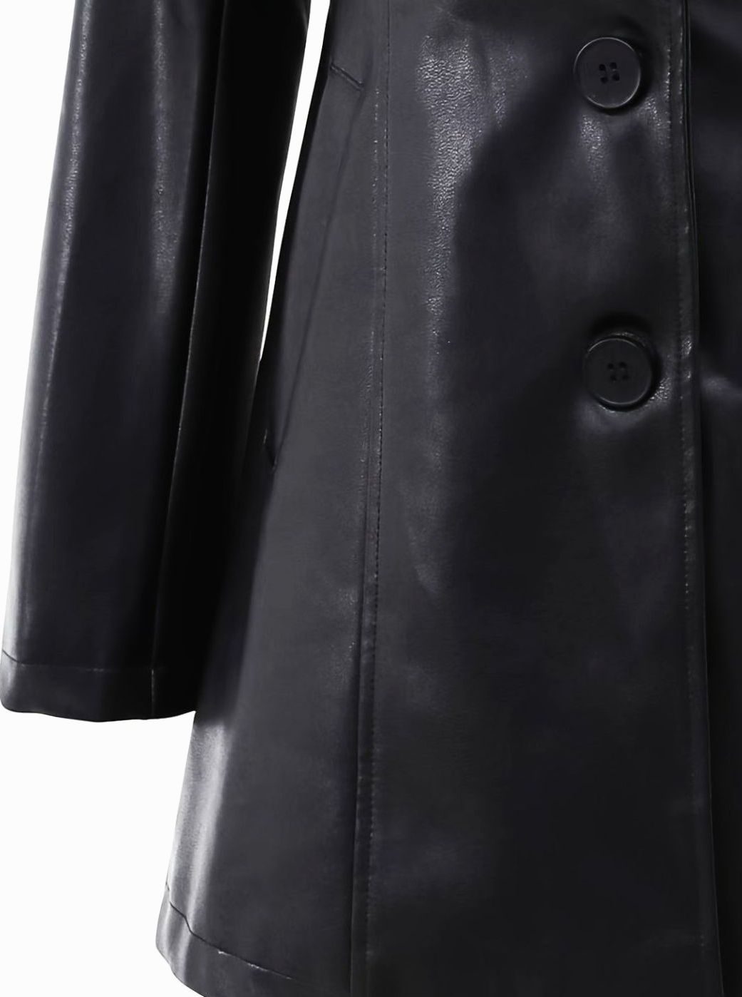 Women's Tailored Faux Leather Mid-Length Trench Coat