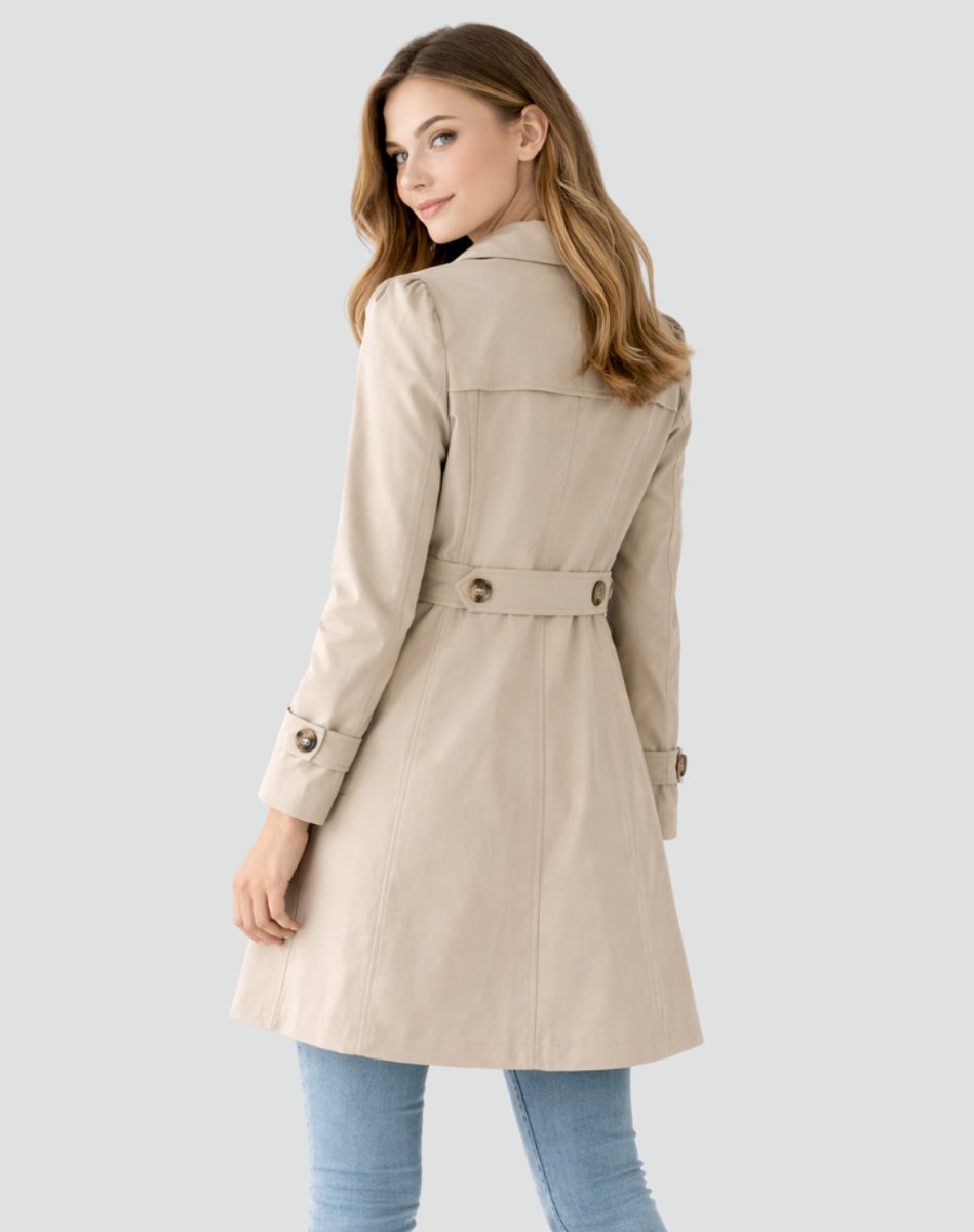 Women's Tailored Mid-Length Classic Lapel Trench Coat