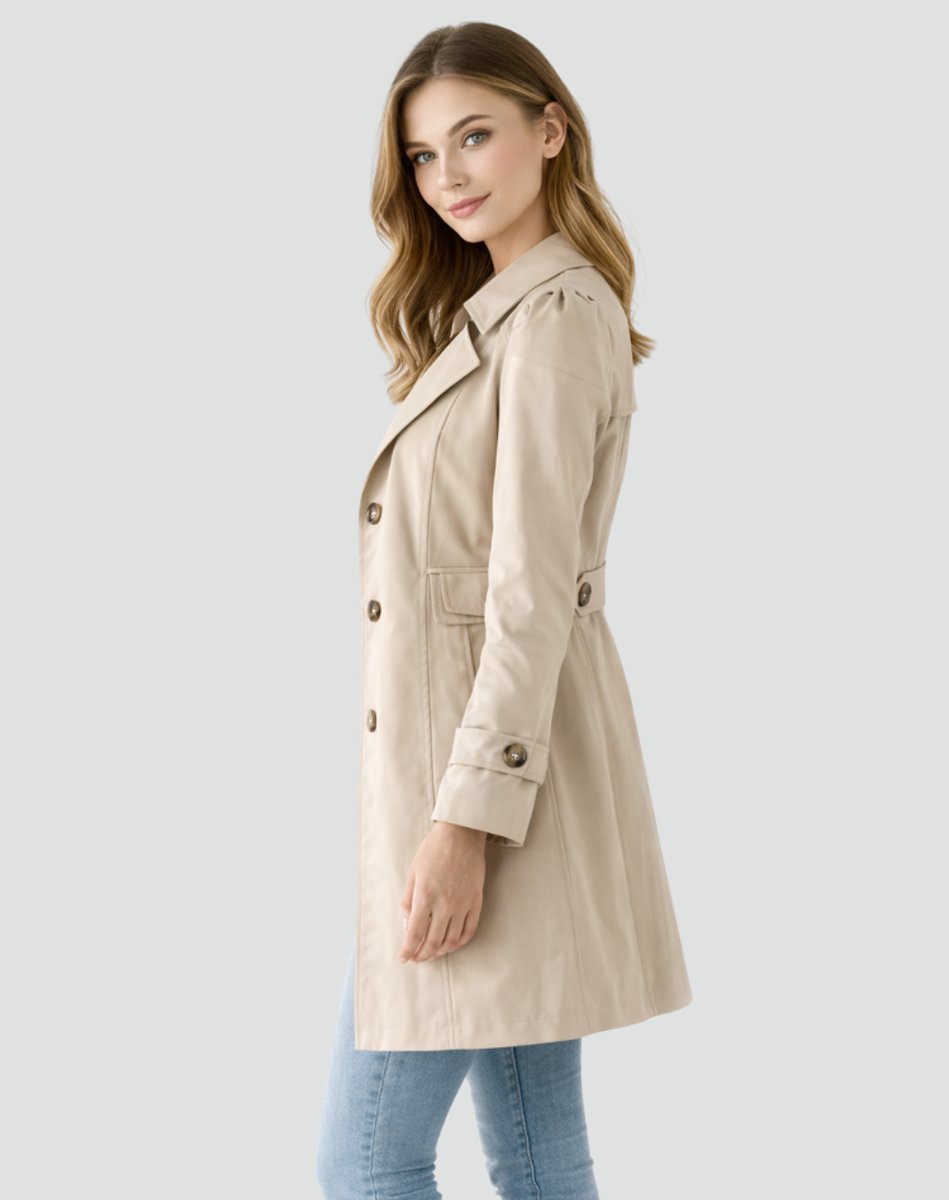 Women's Tailored Mid-Length Classic Lapel Trench Coat