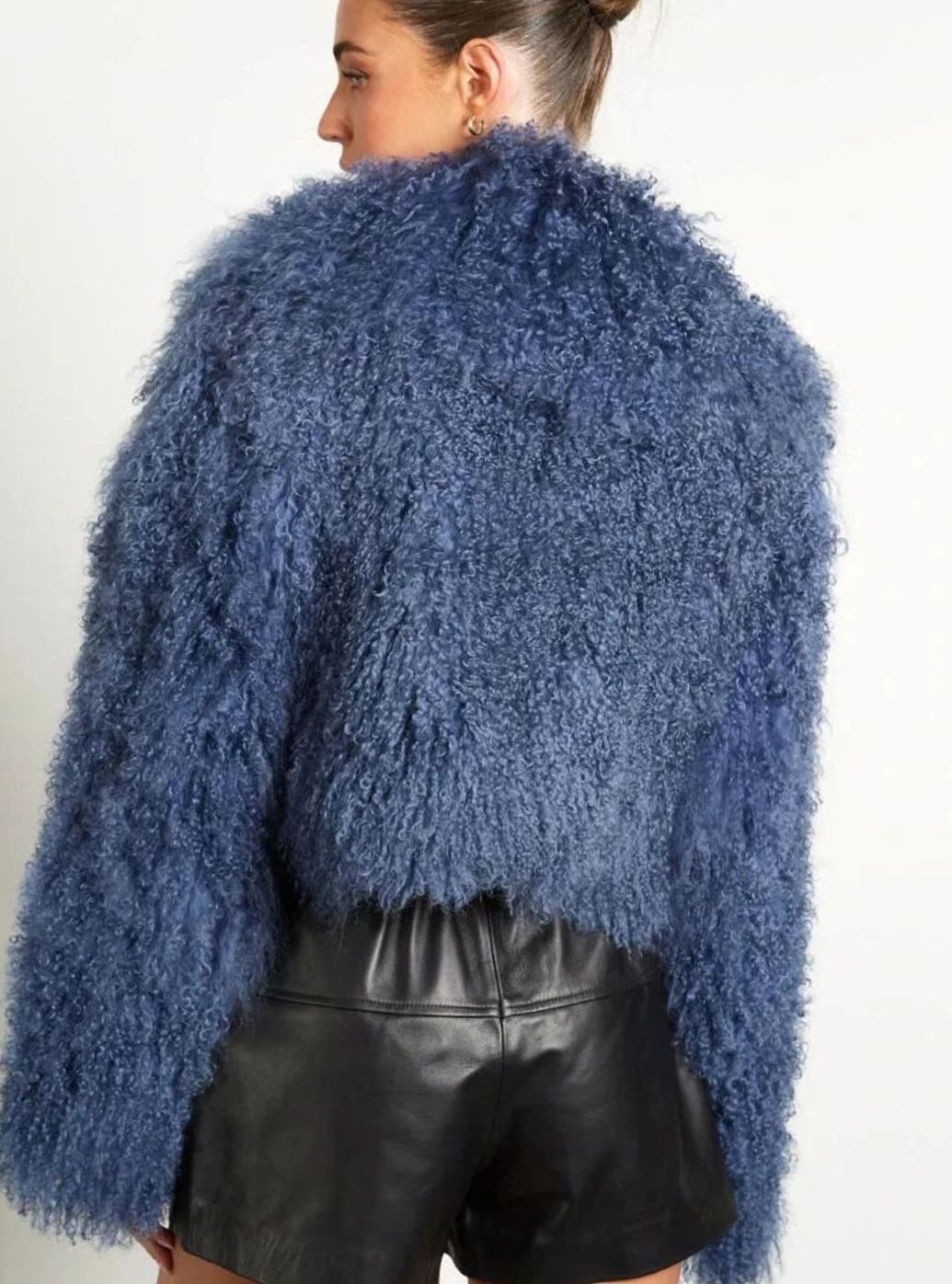Women's Teddy-Style Faux Fur Long-Sleeve Cropped Coat
