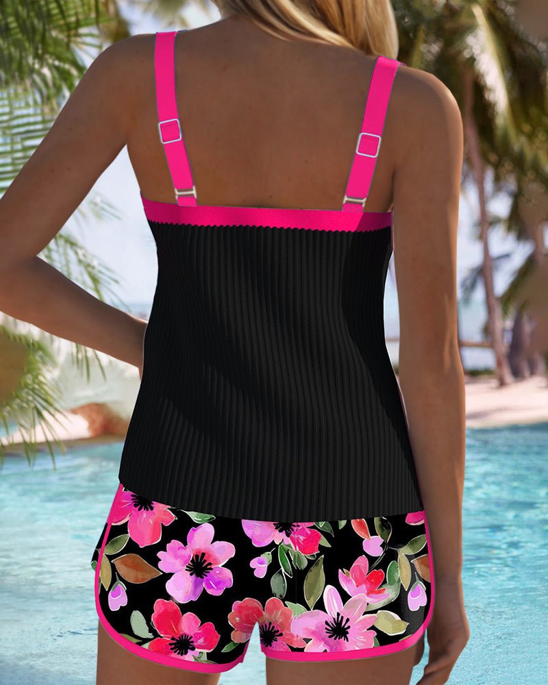 Women's Tummy-Control Flattering Two-Piece Tankini Swimsuit Set