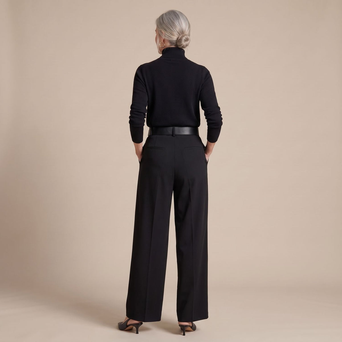 Women's Turtleneck High-Rise Wide-Leg Coord Set Two-Piece