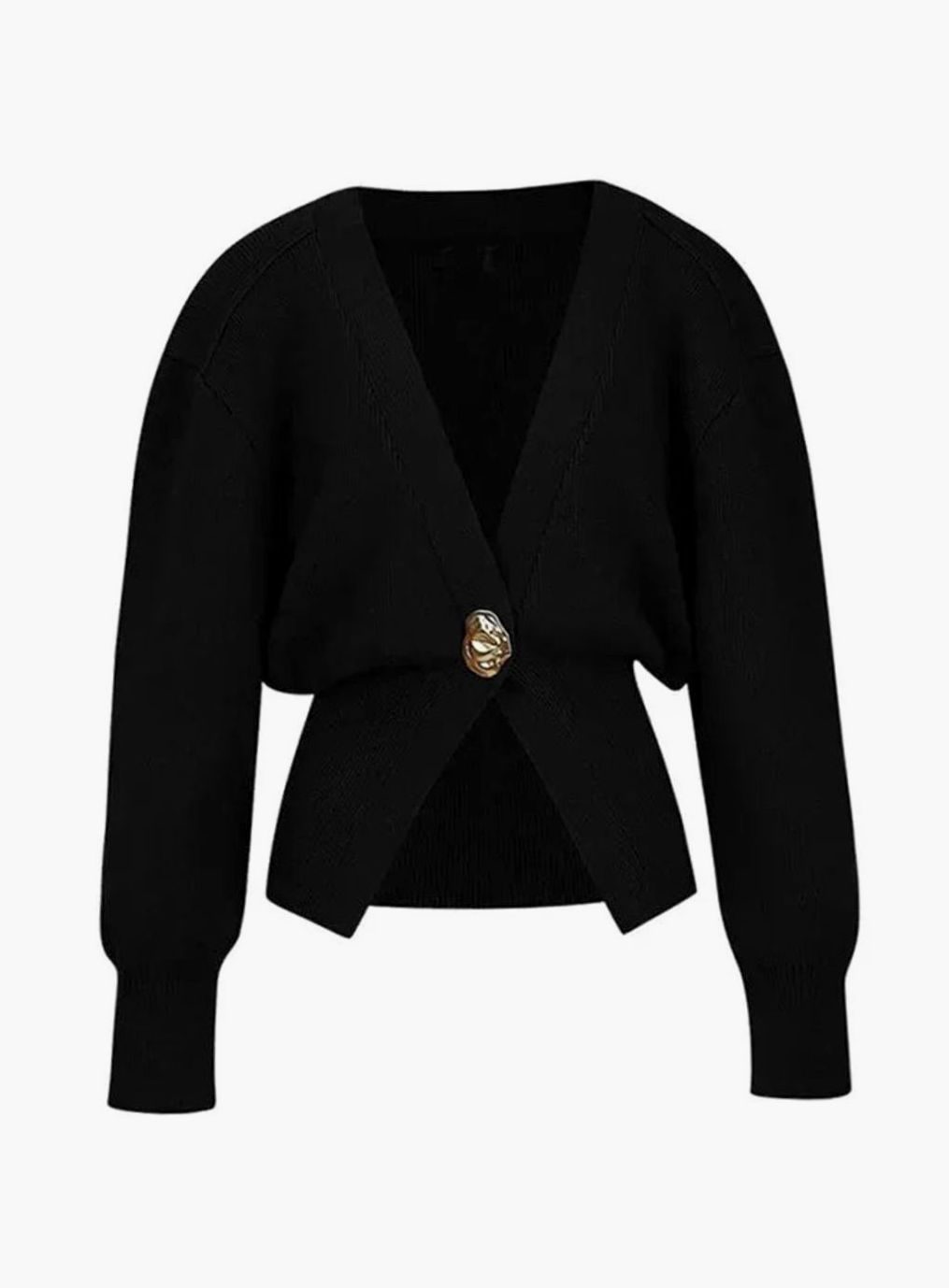 Women's V-Neck Gold Button Knit Cardigan