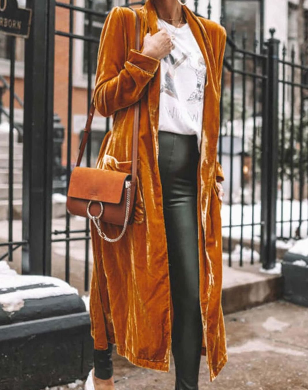 Women's Velvet Open-Front Longline Duster Cardigan