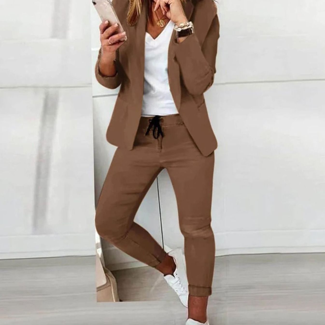 Women's Versatile Blazer Jogger Trouser Co-ord Set - Auburn