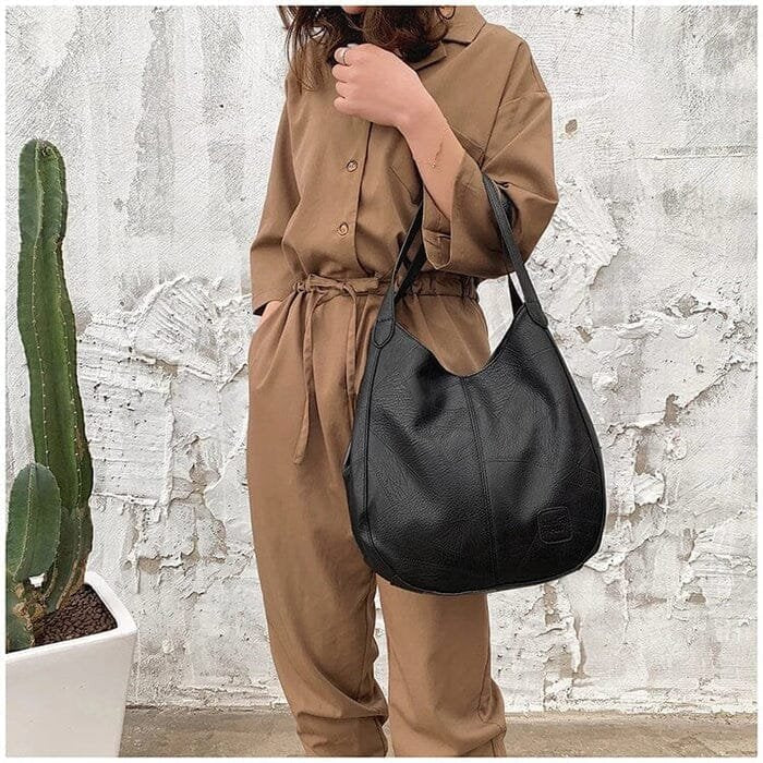 Women's Vintage Faux Leather Spacious Shoulder Hobo Bag