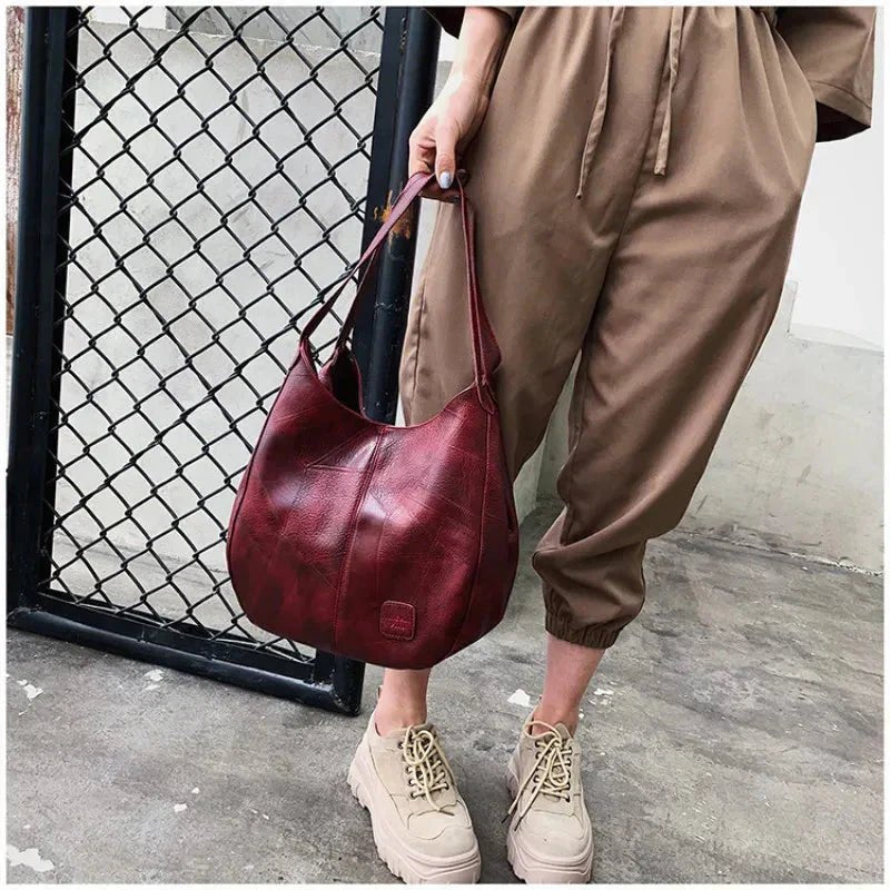 Women's Vintage Faux Leather Spacious Shoulder Hobo Bag
