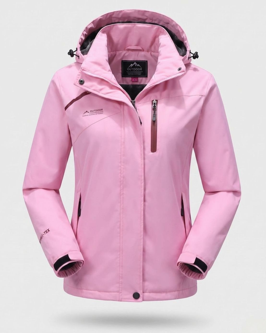 Women's Waterproof Fleece-Lined Hooded Winter Jacket - Women - Pink - with Fleece Lining