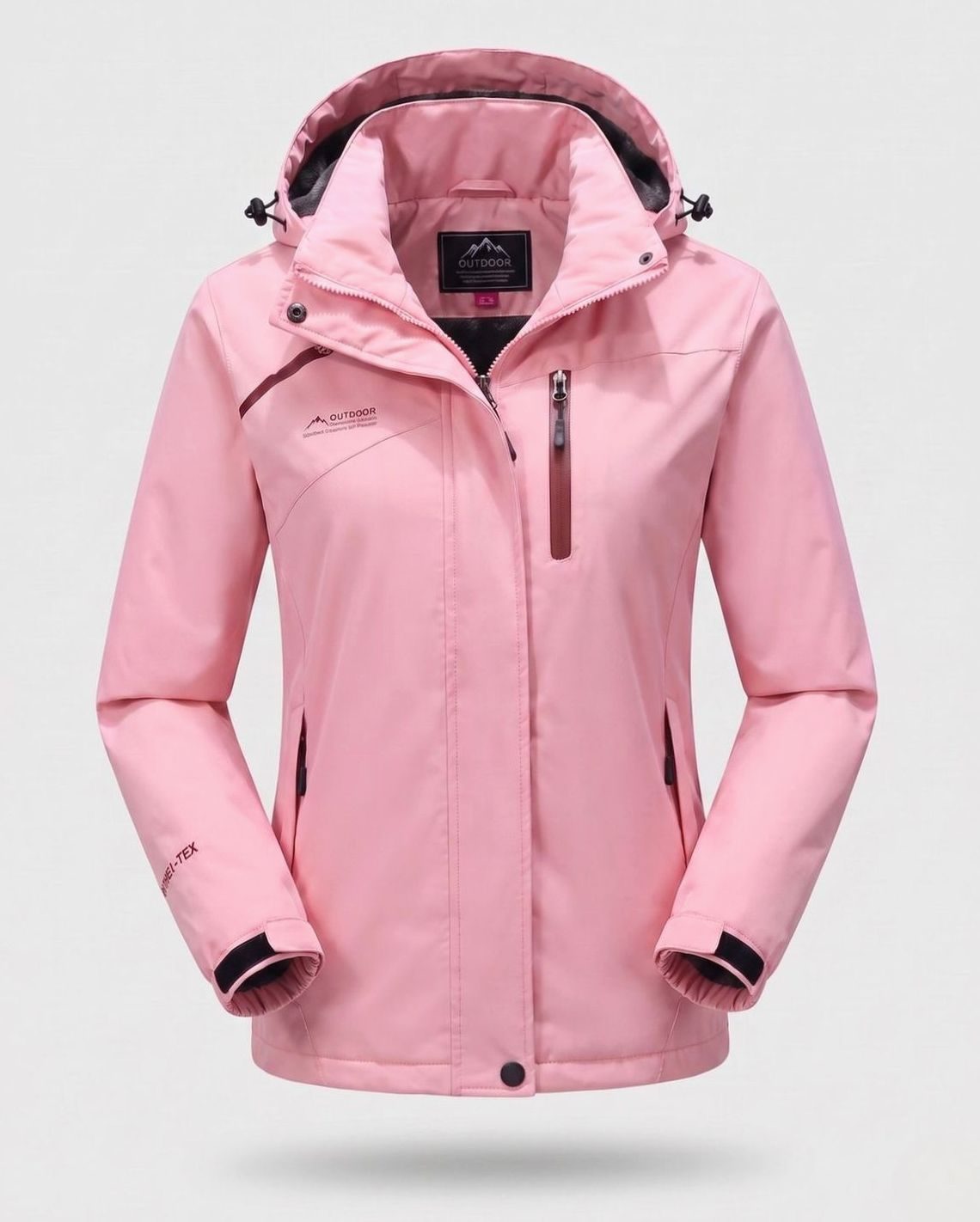 Women's Waterproof Fleece-Lined Hooded Winter Jacket - Women Pink