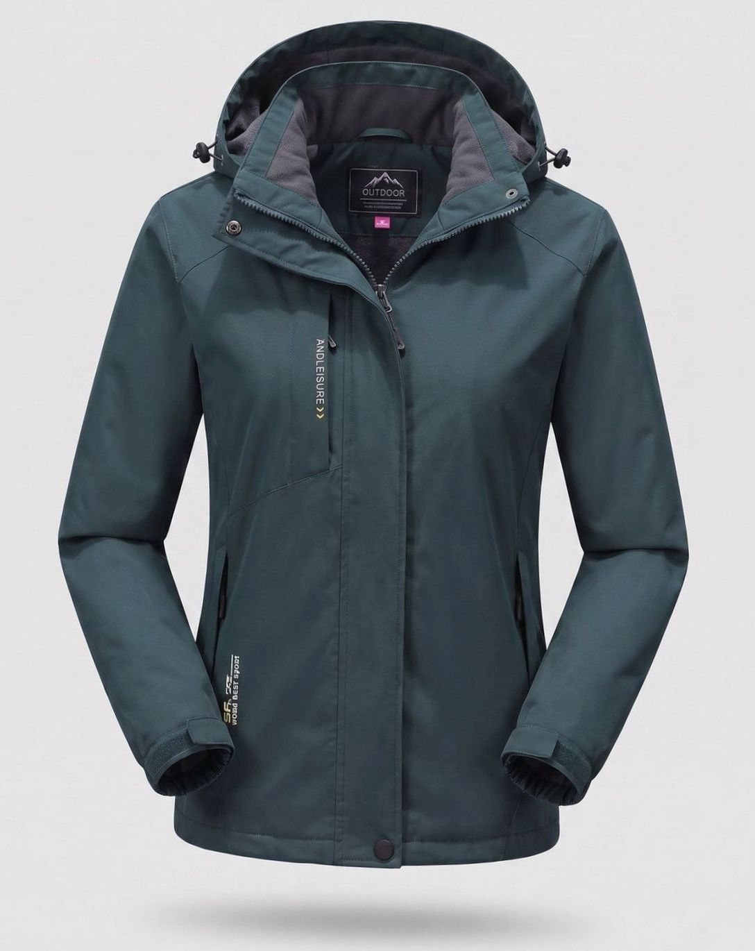 Women's Waterproof Fleece-Lined Hooded Winter Jacket - Men - Dark Green