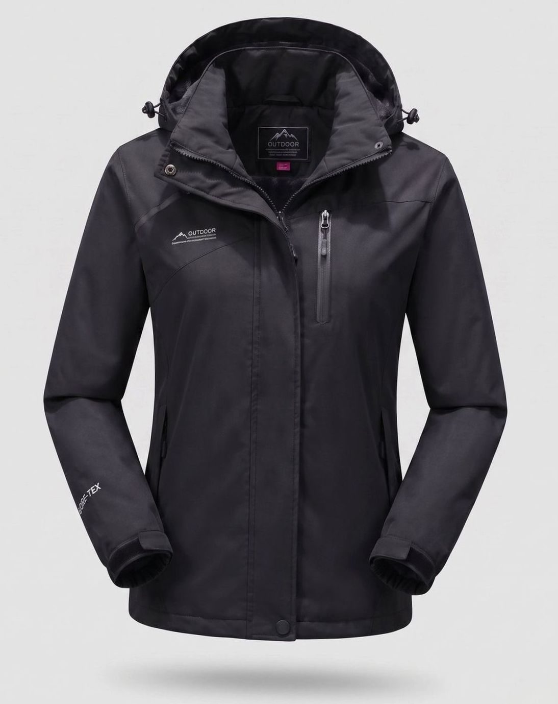 Women's Waterproof Fleece-Lined Hooded Winter Jacket - Women - Black