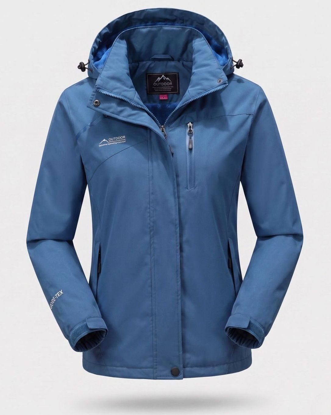 Women's Waterproof Fleece-Lined Hooded Winter Jacket - Men - Denim Blue
