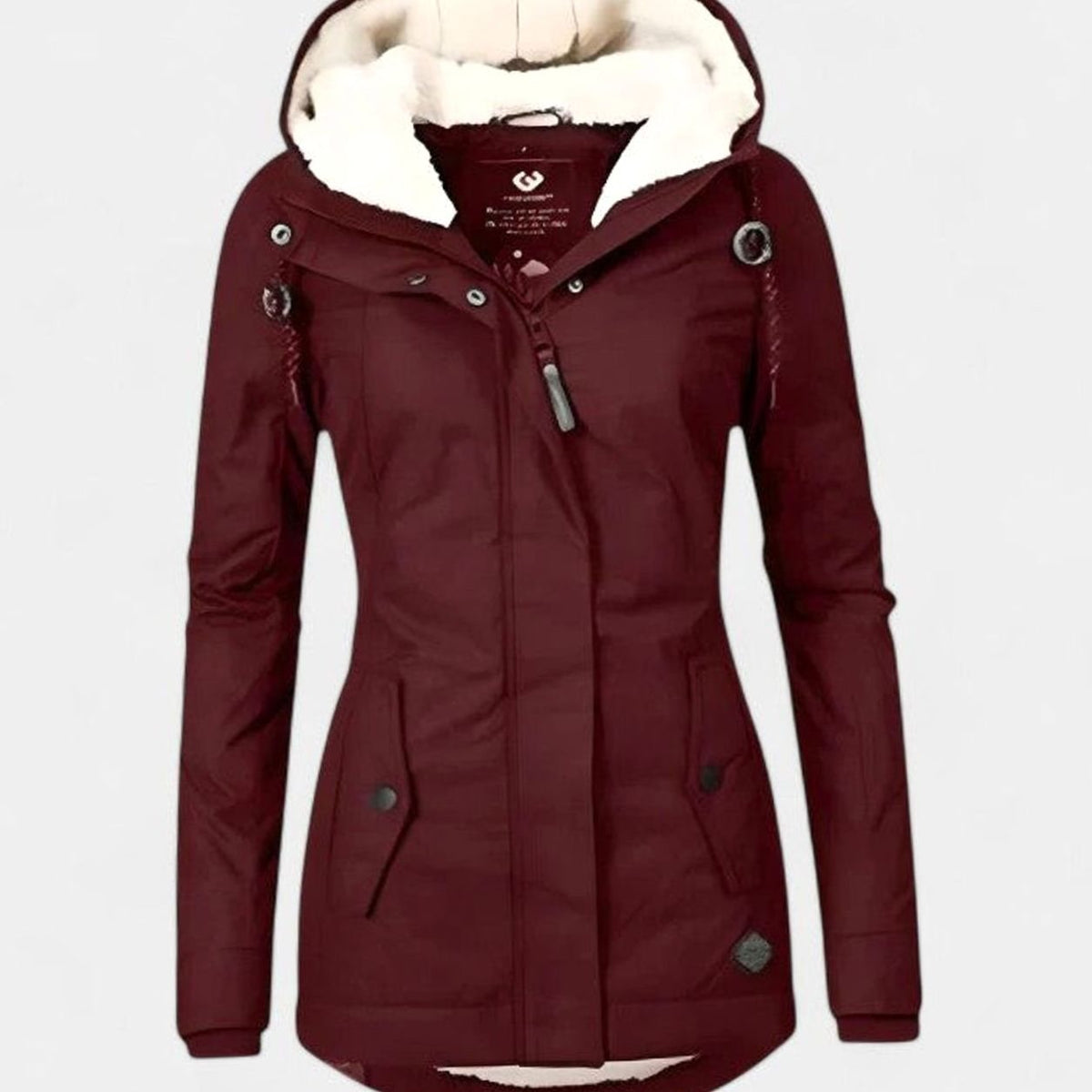 Women's Waterproof Fleece-Lined Hooded Winter Parka Coat - Red