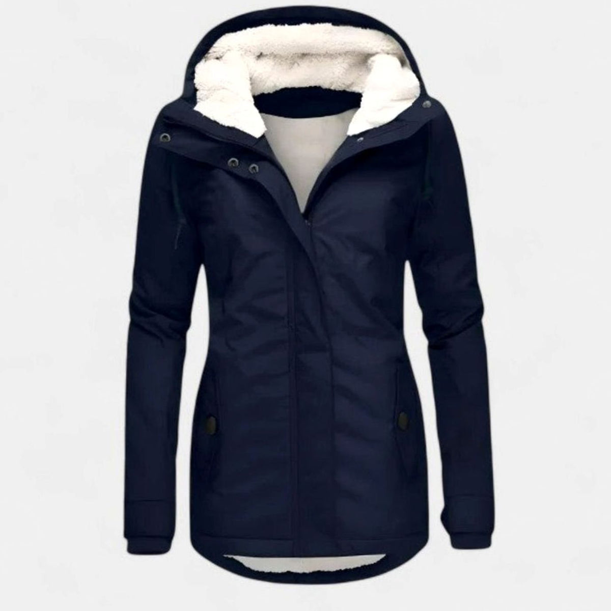 Women's Waterproof Fleece-Lined Hooded Winter Parka Coat - Navy Blue