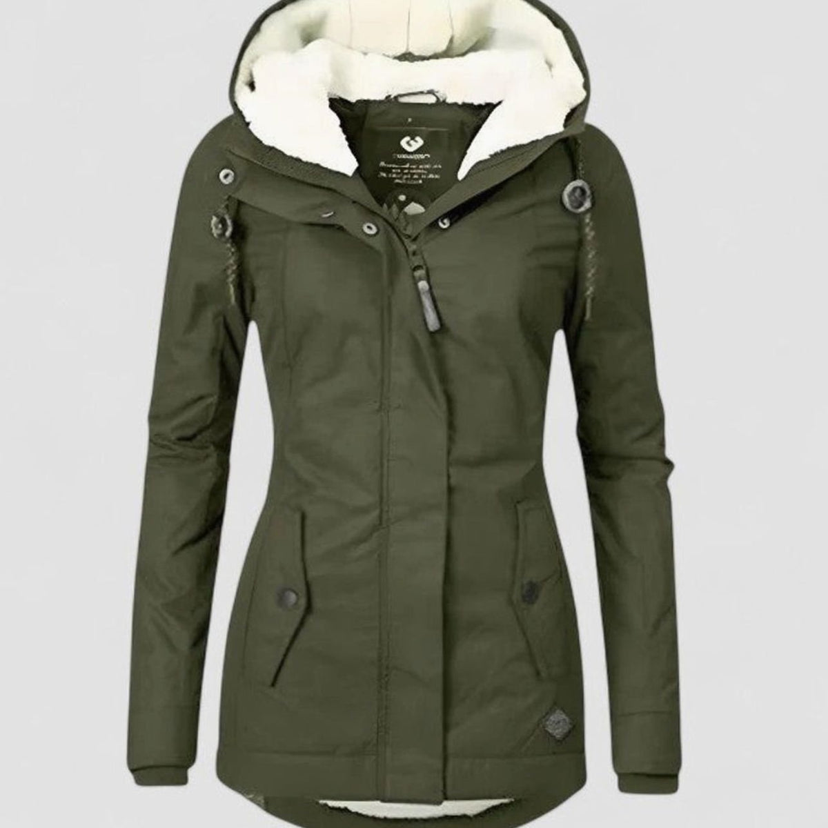 Women's Waterproof Fleece-Lined Hooded Winter Parka Coat - Green