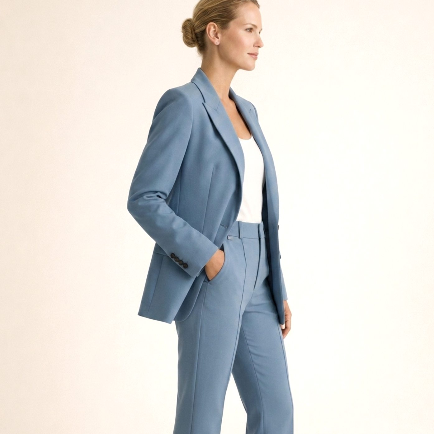 Women's Wide-Leg Flare Trouser Blazer Two-Piece Suit
