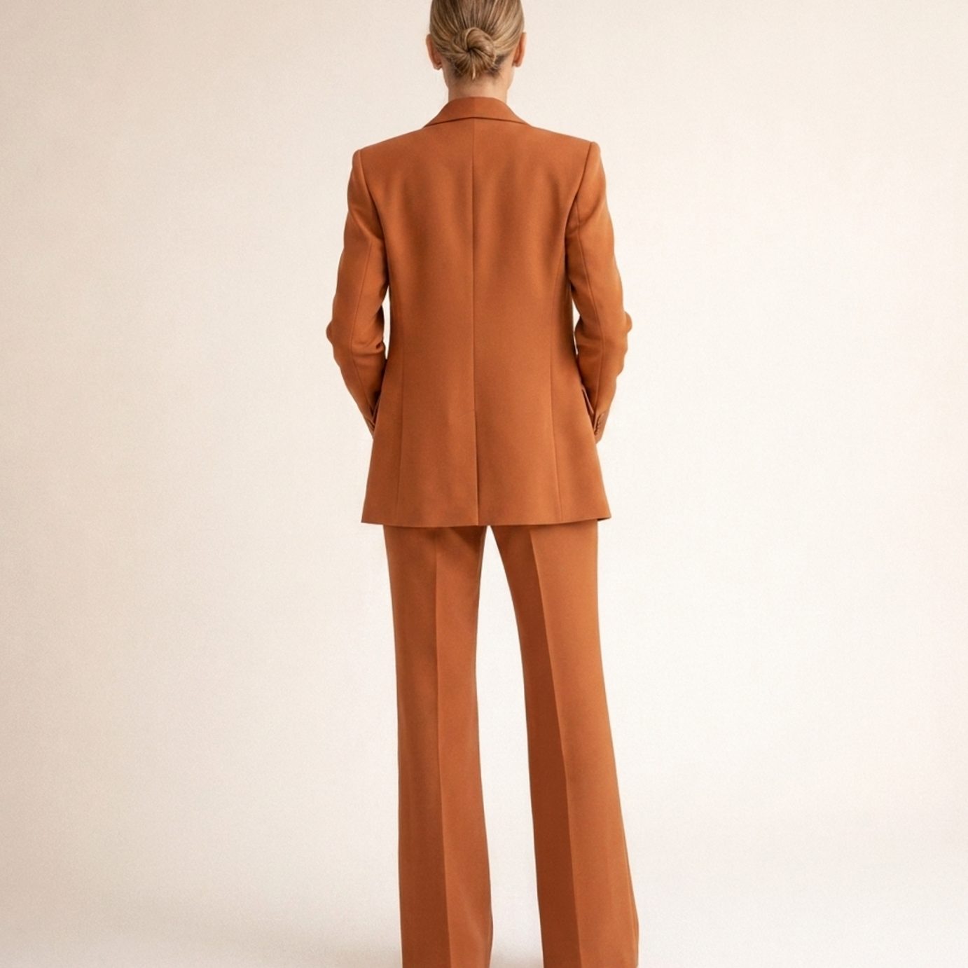 Women's Wide-Leg Flare Trouser Blazer Two-Piece Suit