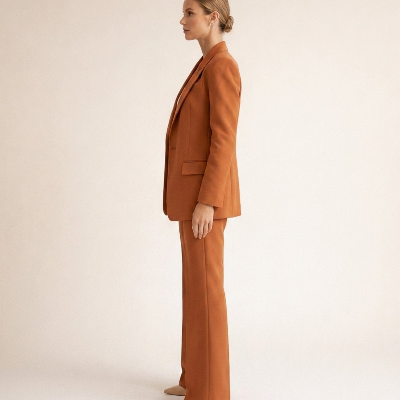 Women's Wide-Leg Flare Trouser Blazer Two-Piece Suit