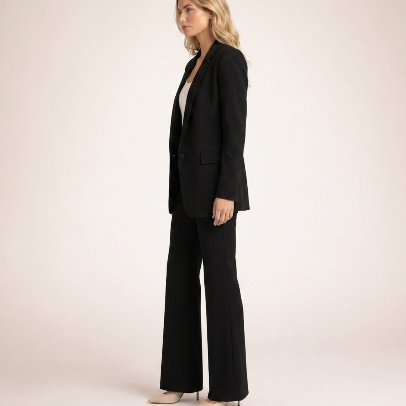 Women's Wide-Leg Flare Trouser Blazer Two-Piece Suit