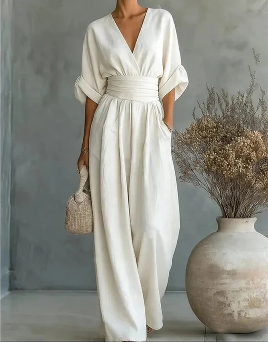 Women's Wide-Leg Wrap-Bodice High-Waist Jumpsuit