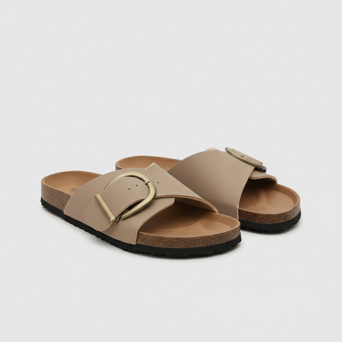 Women's Wide Strap Buckle Comfortable Sandals Flat Slip-On