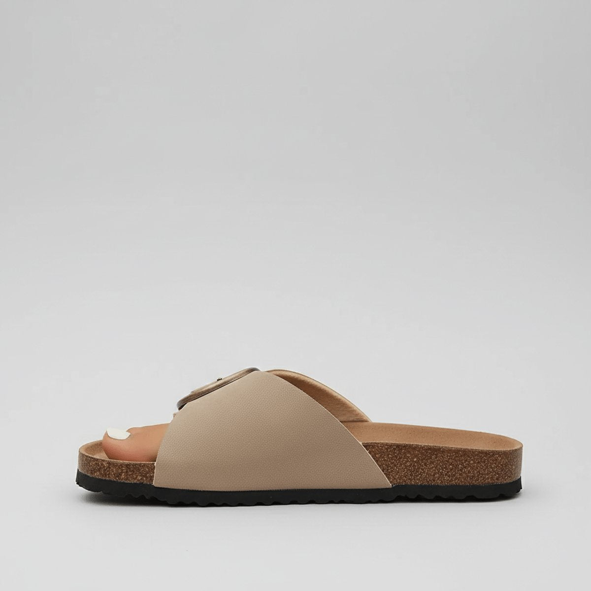 Women's Wide Strap Buckle Comfortable Sandals Flat Slip-On