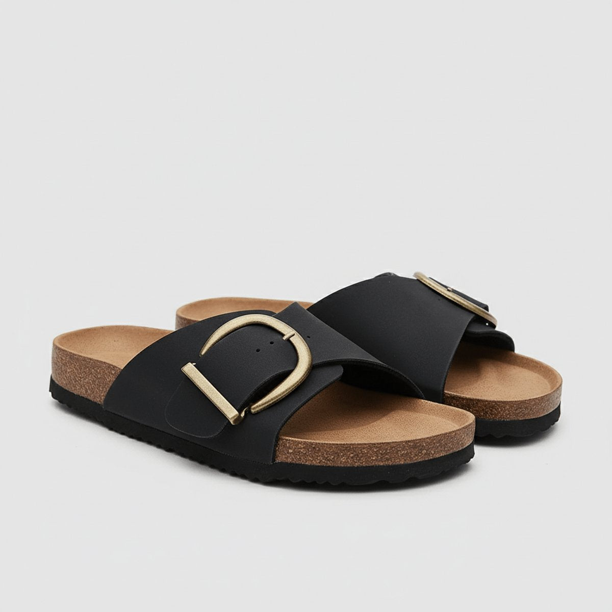 Women's Wide Strap Buckle Comfortable Sandals Flat Slip-On