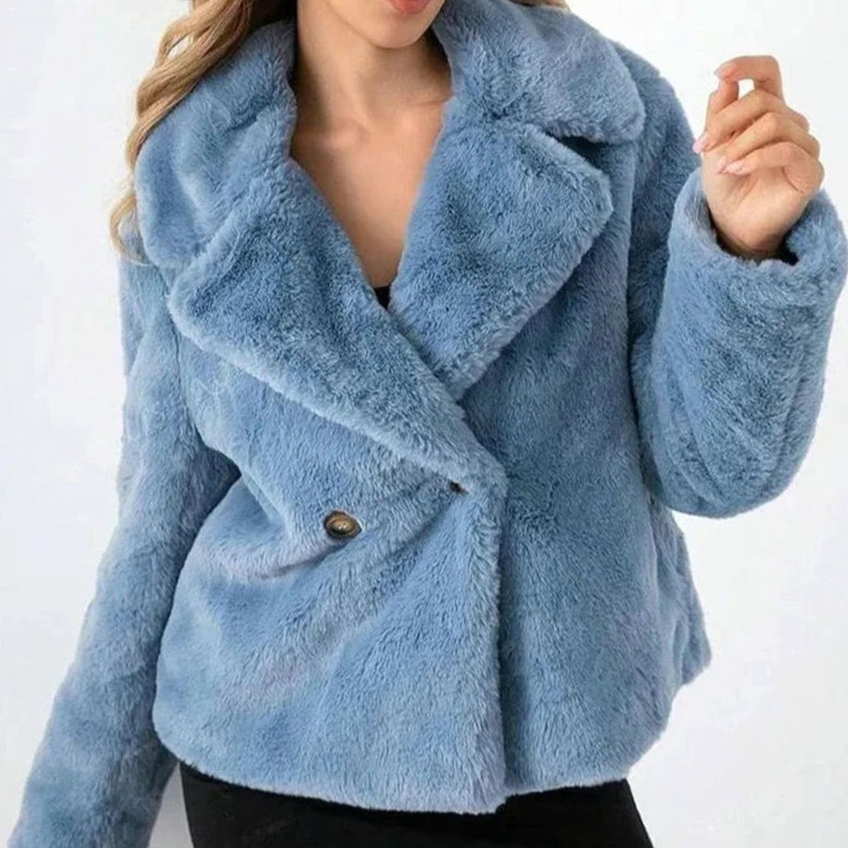 Women's Winter Coat Faux-Fur Double-Breasted Lapel Jacket