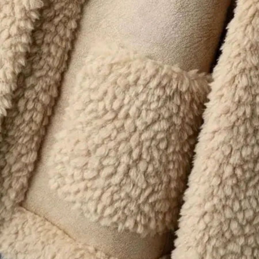 Women's Winter Coat Plush Shearling Patch-Pocket Jacket