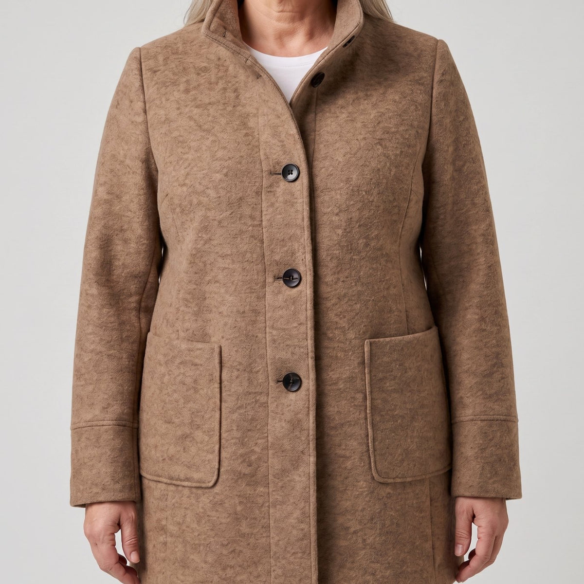 Women's Wool Blend Trench Coat Longline Button-Front Relaxed Fit