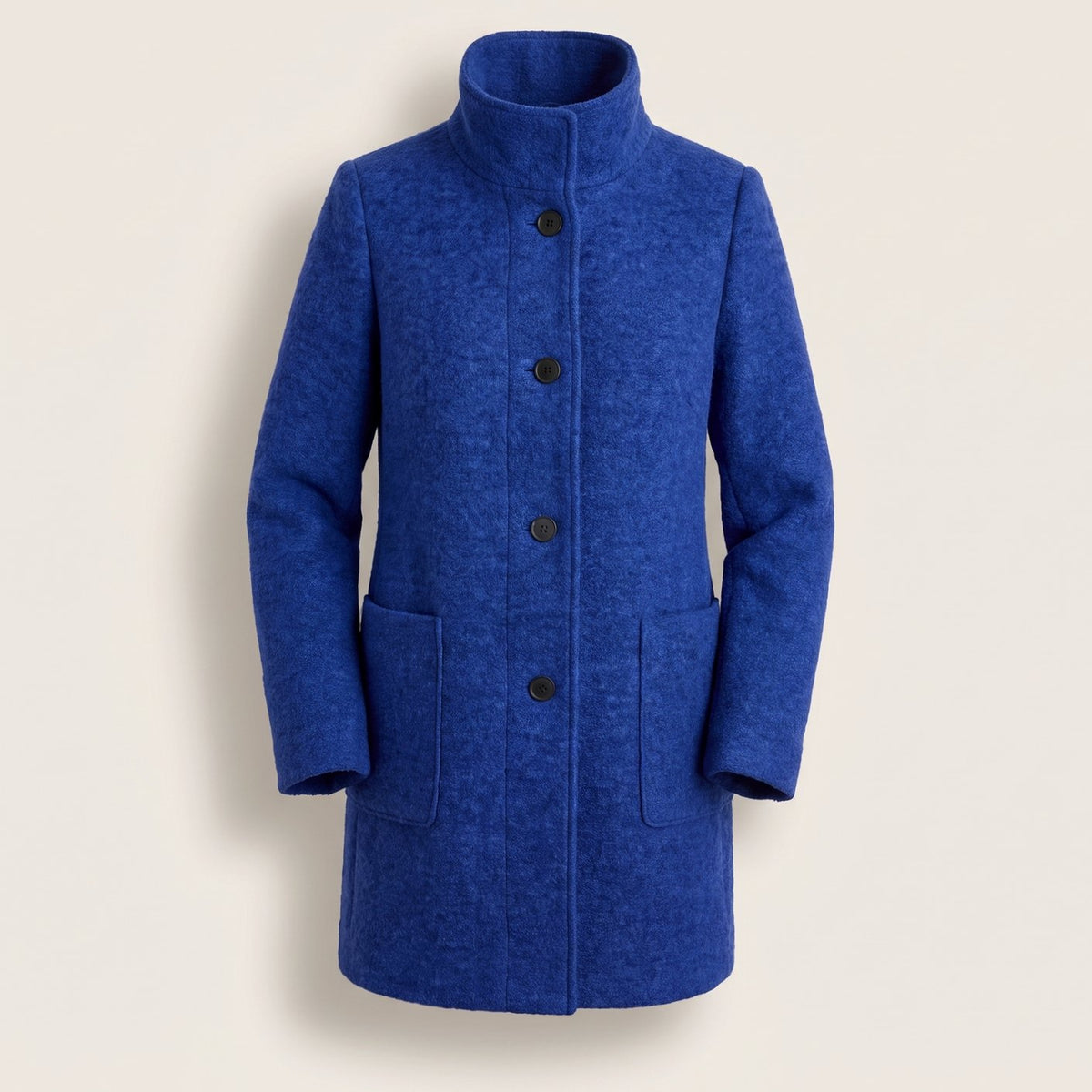 Women's Wool Blend Trench Coat Longline Button-Front Relaxed Fit - Blue