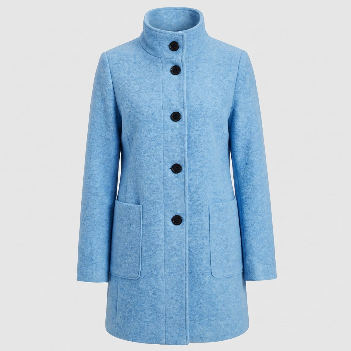 Women's Wool Blend Trench Coat Longline Button-Front Relaxed Fit - Sky Blue
