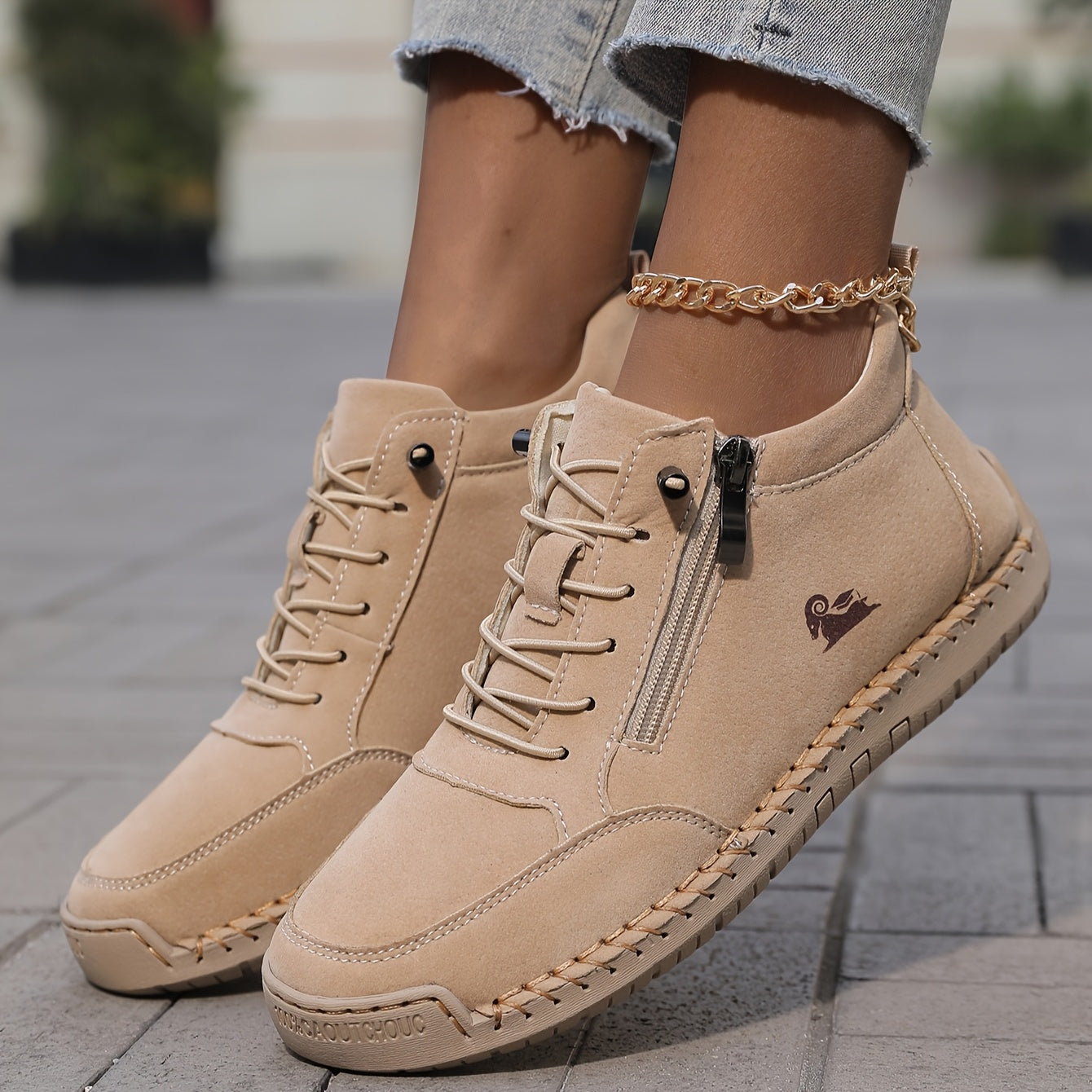 Women's Spring Zip-Up Walking Sneakers
