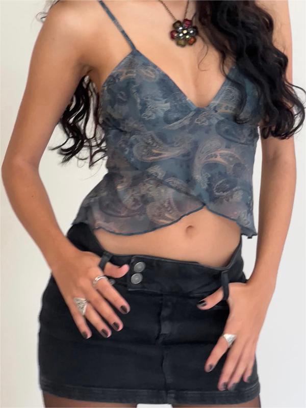 Women’s Crisscross Mesh Cropped Cami Top