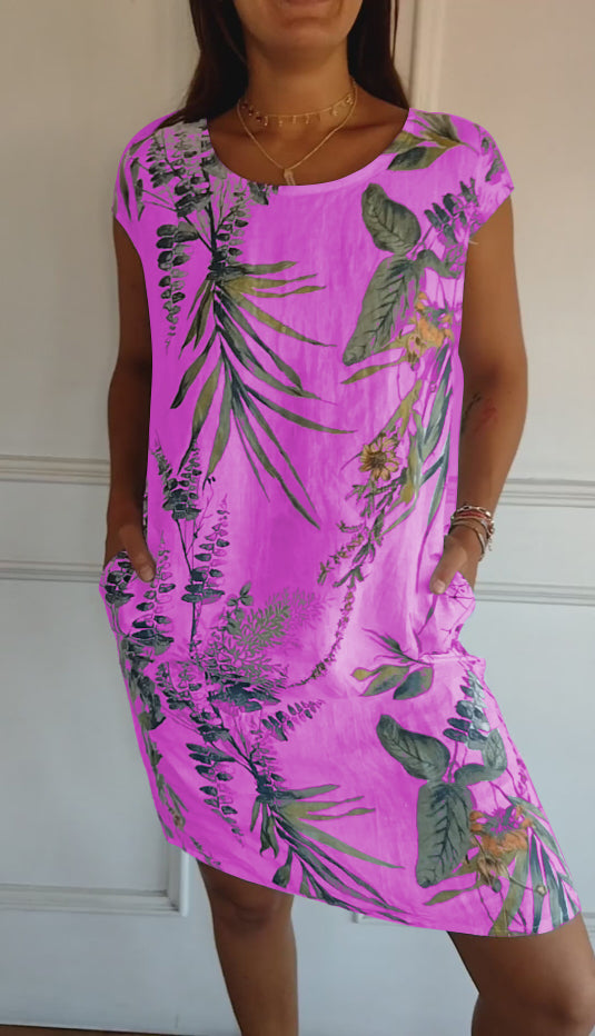 Women's Casual Leaf Print Summer Dress