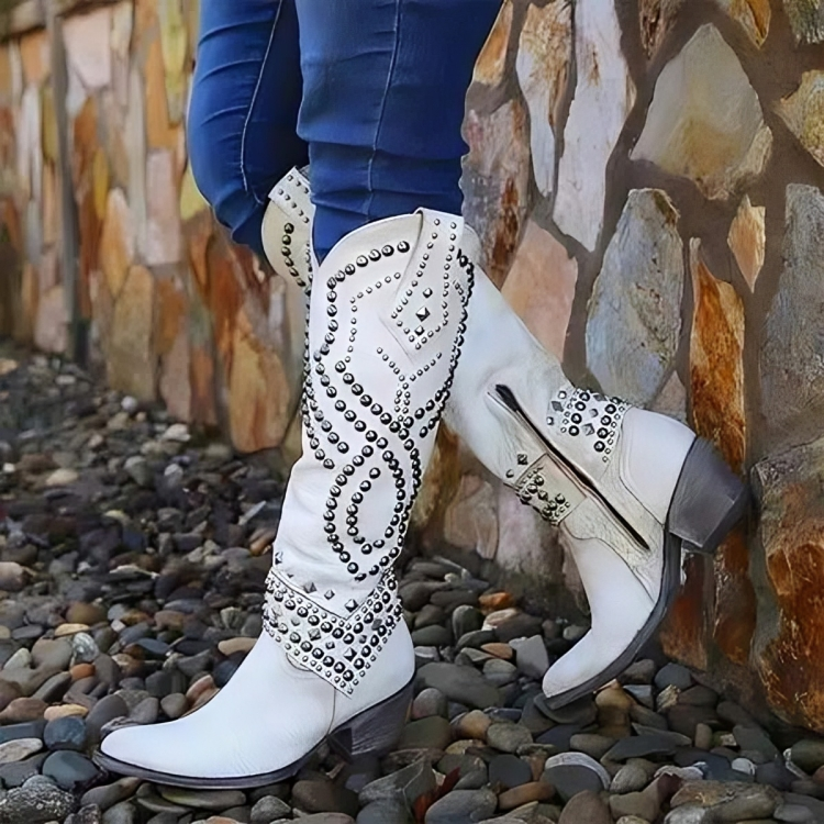 Women's Spring Studded Western Cowboy Boots