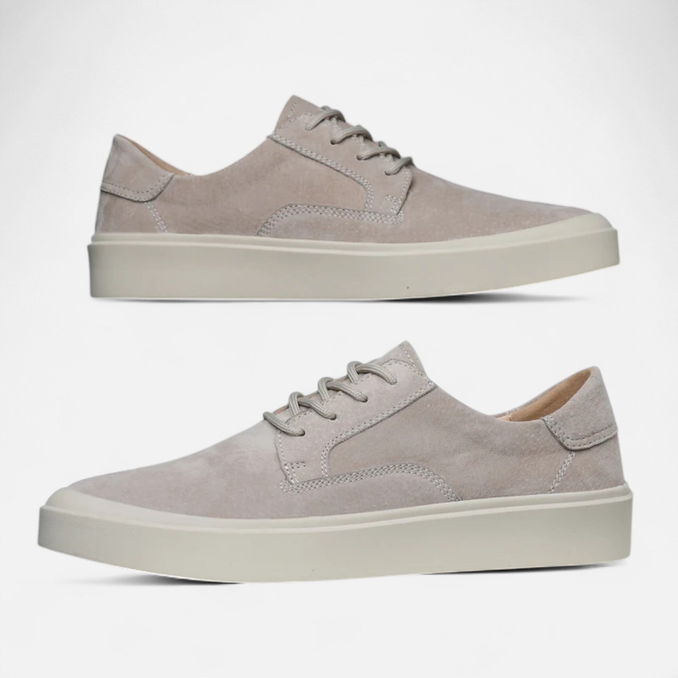 Men’s Suede Texture Casual Sneakers - Lace-Up Low Top Flat Sole Shoes