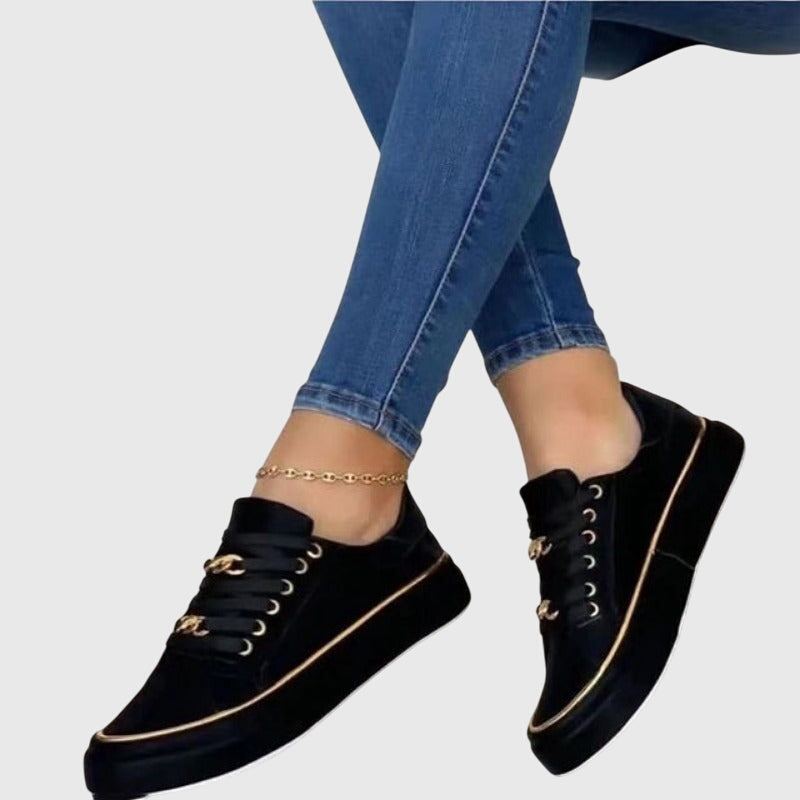 Women's Spring Velvet Lace-Up Casual Sneakers