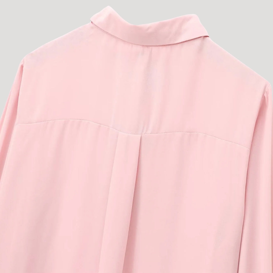 Women's Long-Sleeve Polka Dot Chiffon Blouse With Bow Tie