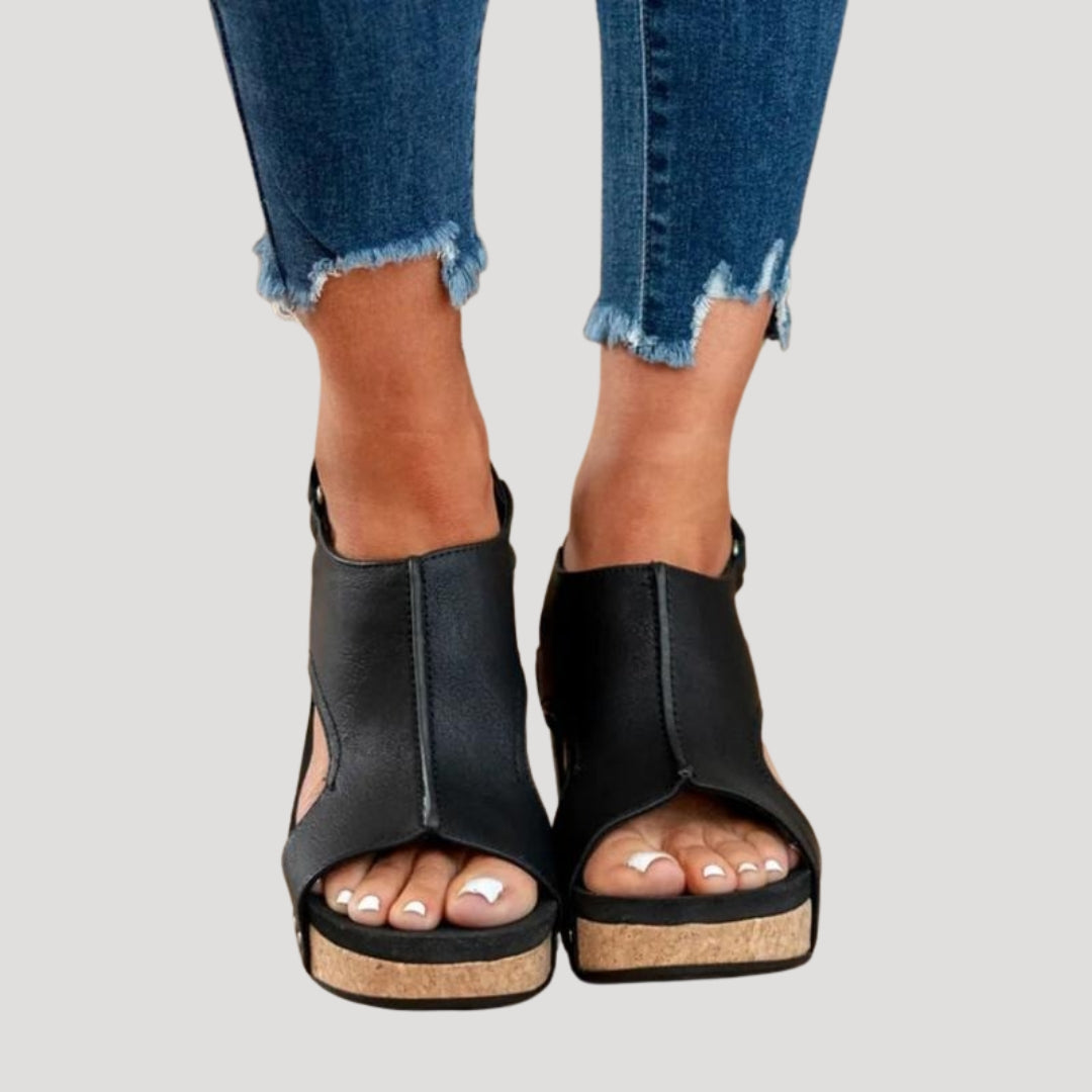 Women's Wedge Sandals - Cork Platform Sole