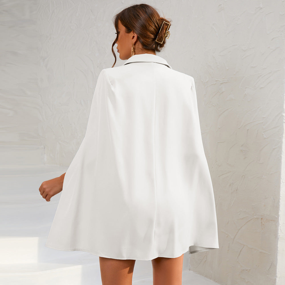Women's Double-Breasted Cape Dress With Belt