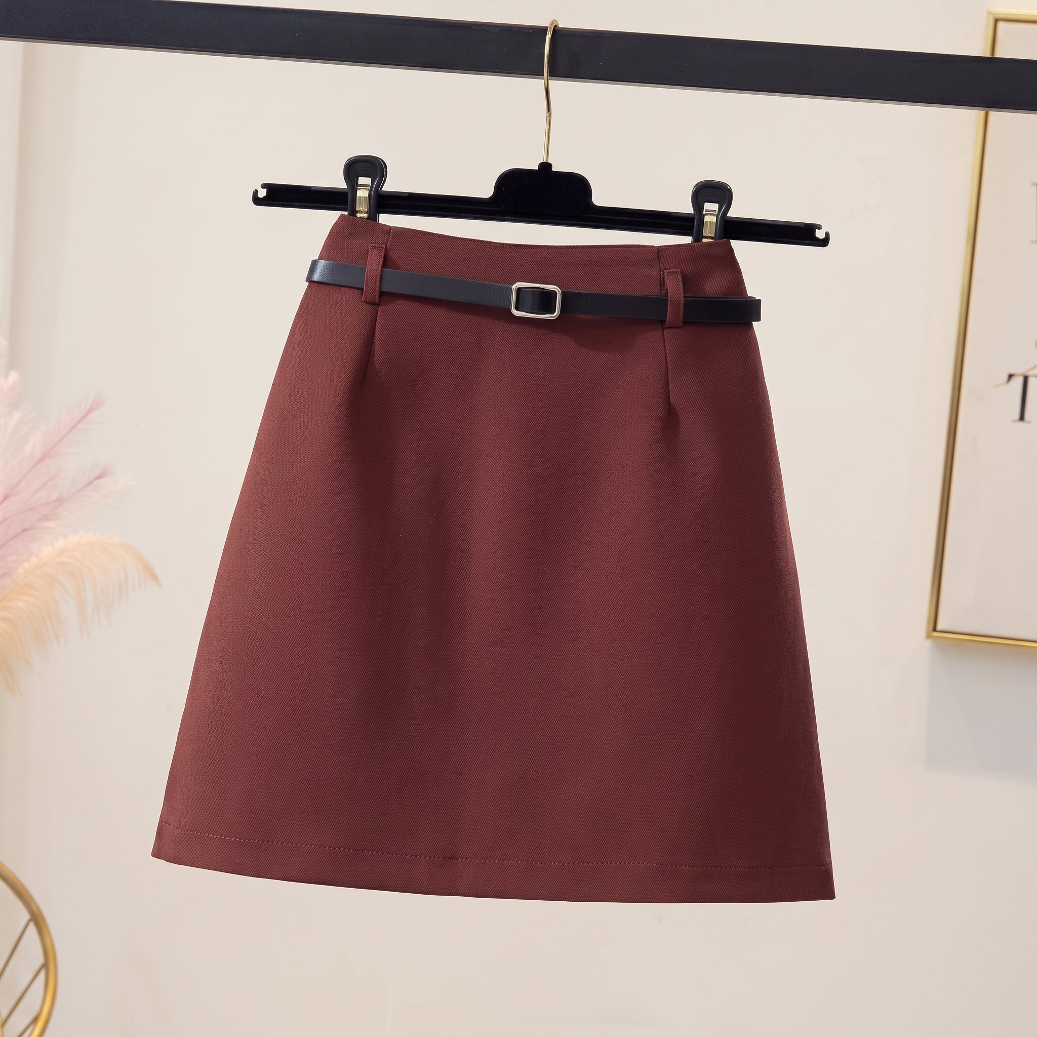 Emily | Women's Mid-Rise Belted Structured Mini Skirt