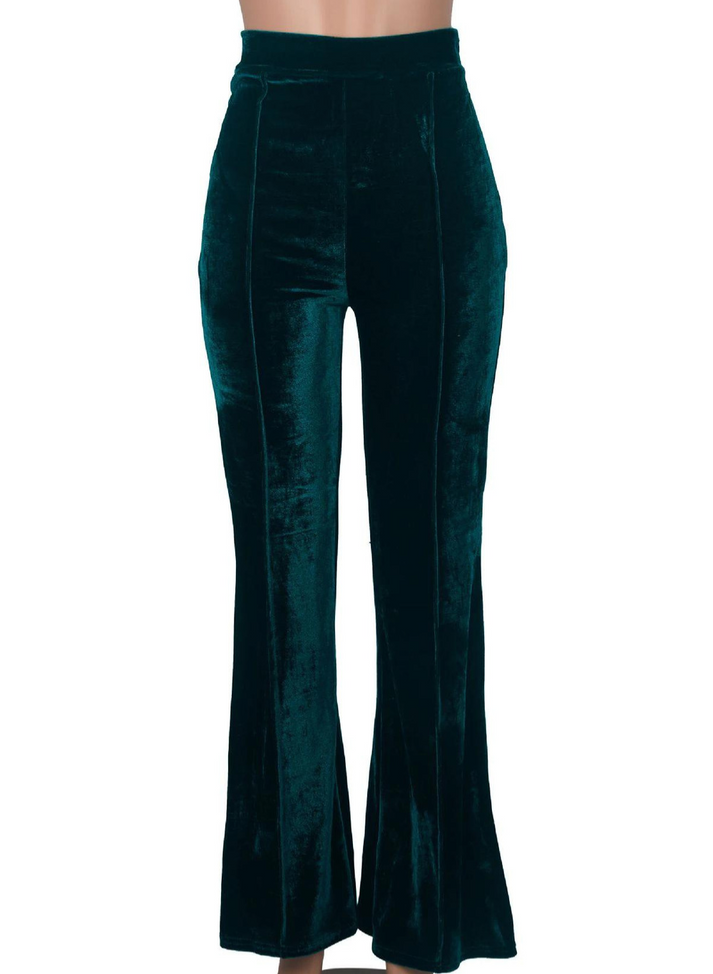Women’s High-Waist Flared Pants - Wide-Leg Trousers Seam Detail