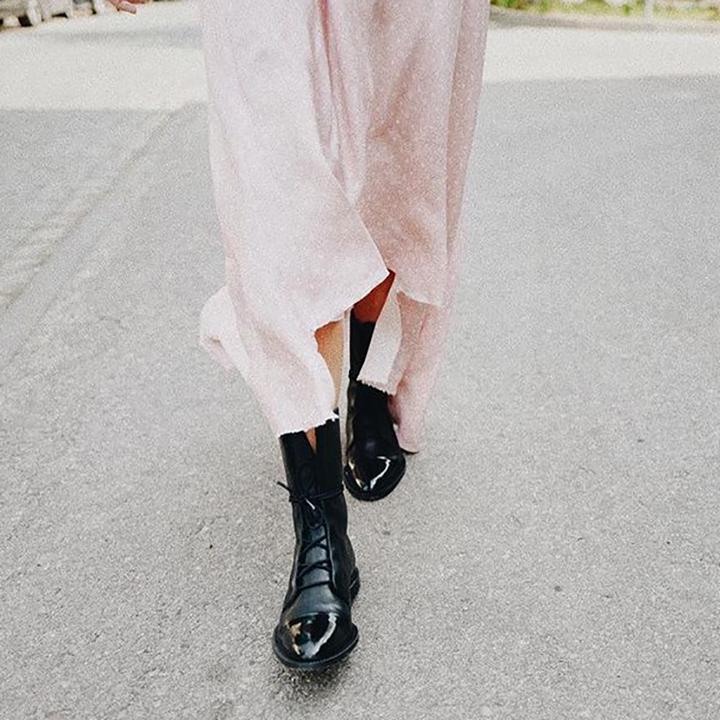 Women’s Luxe Lace-Up Leather Ankle Boots - Classic Panel Detail