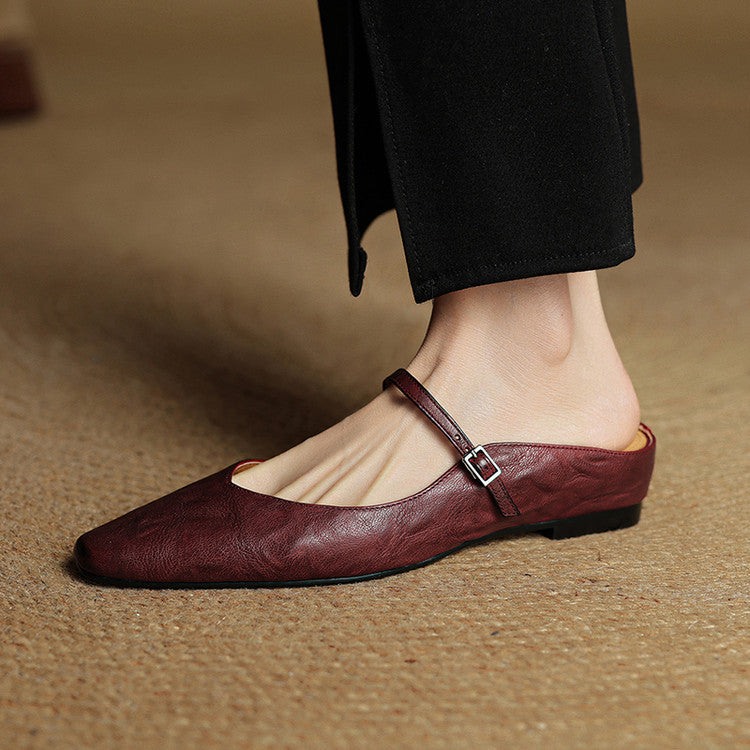 Women's Genuine Leather Slip-On Mules