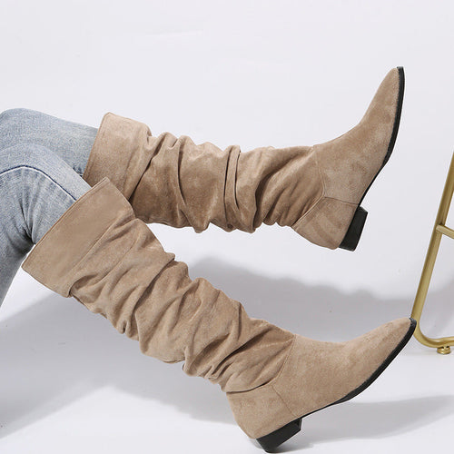 Women’s Nova Slouch Knee-High Boots - Soft Faux Suede Flat Boots
