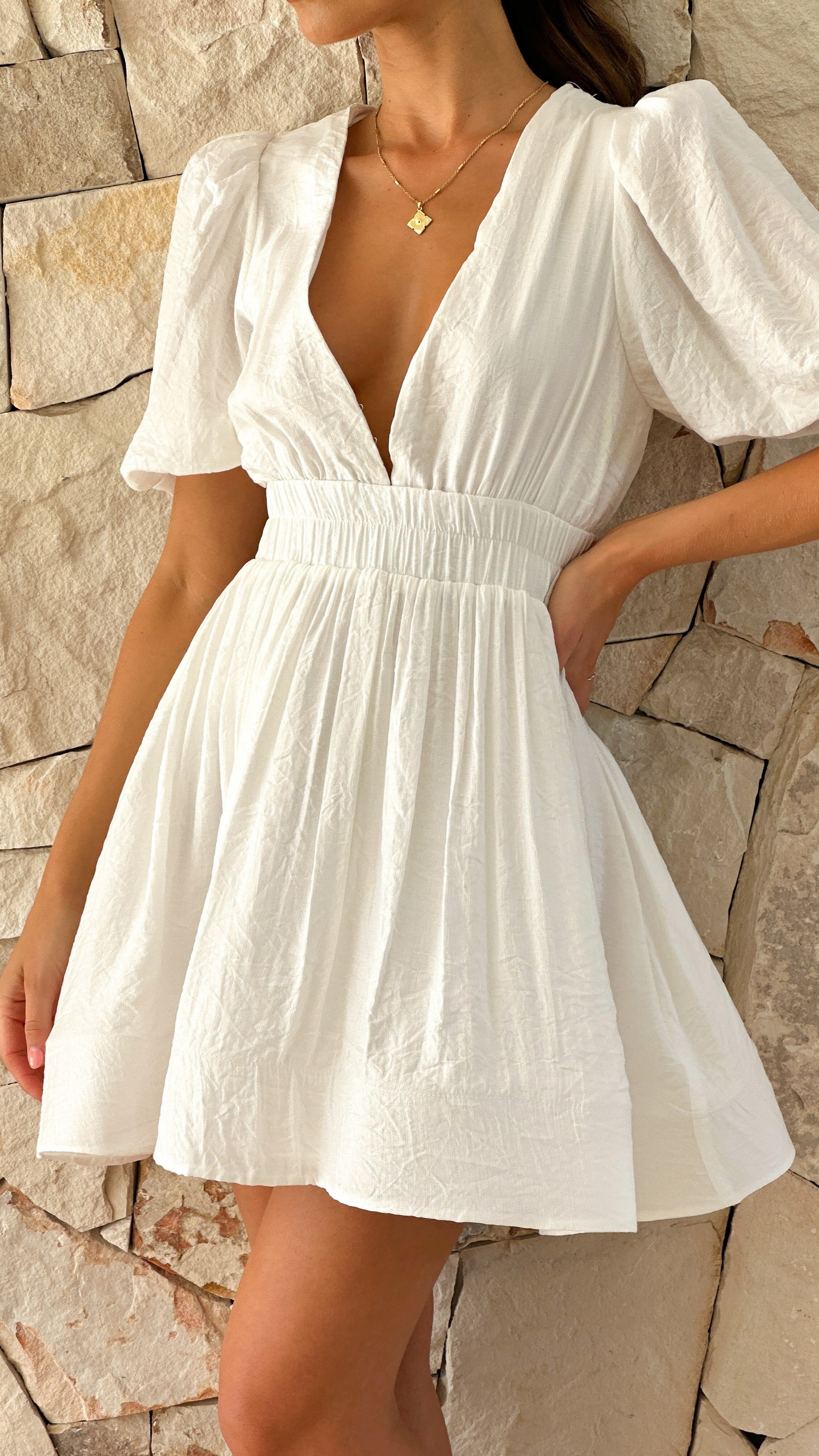 Women's Spring Puff Sleeve Mini Dress