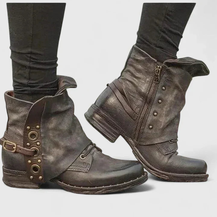 Women's Spring Vintage Buckle Ankle Boots